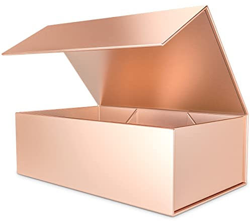 Roségoldene Geschenkbox mit Magnetverschluss, 25,4 x 15,2 x 7,6 cm, Geschenkbox für Geschenke, Luxus für Geschenkverpackungen, Brautjungfer-Geschenkboxen, Geburtstagsgeschenkbox