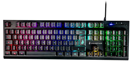 SureFire Kingpin X2 Gaming Tastatur Italienisch, Gaming Multimedia Keyboard mit Beleuchtung, RGB-Tastatur mit Aluminium-Frontplatte, 25 Anti-Ghosting-Tasten, italienisches Layout QWERTY