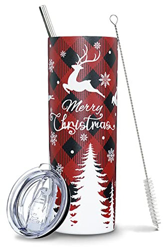 Christmas Tumbler with Lid and Straw, Christmas Themed Gifts for Teens, Friends, Women, Granddaughter- Christmas Sippy Cup/Coffee Travel Mug/Vacation Tumbler/Coffee Mugs, Holiday Christmas Tumblers