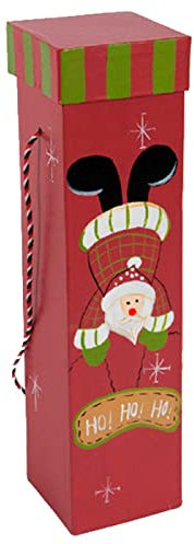 Acan Tradineur - Caja para Botella de Vino - Diseño Navideño - Fabricación en cartón Resistente Guardar navidades - Color Rojo y Verde