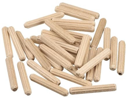 sourcing map Holz Taube Pins 100stk. 4x25mm (5/32x1) Geriffelt Abgeschrägt Enden Holz Taube Pegs Ofen Getrocknet Hartholz für Holzbearbeitung Möbel Regal