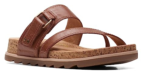 Clarks Damen Yacht Beach Sandal, hellbraunes Leder, Größe 42 breit, Braun, 8 Wide