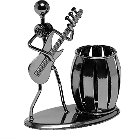 SUNESA Skulptur Gitarre Stift Halter Desktop Zubehör Multifunktions-Desktop Metall Stift Halter Ornamente Kunsthandwerk Kinderbüro Schreibwaren Ornamente