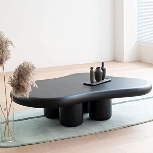 GLTZEN Couchtisch in Wolkenform aus massivem Holz, Couchtisch im Cartoon-Stil für den Innenbereich, Cremeweiß, Cartoon-Stil, moderner Mitteltisch für Schlafzimmer, Wohnzimmer, Möbel, Schwarz-120 *