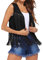 YILEEGOO Gilet da donna con frange e nappe, stile hippie, in finta pelle scamosciata, con rivetti, senza maniche, cardigan, Nero , M