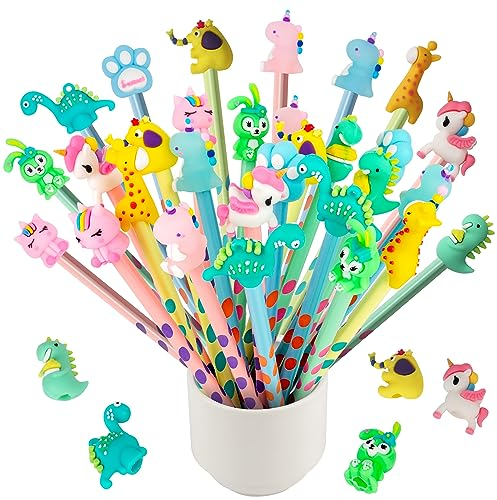 yuechen 30 Matite Gadget Compleanno Bambini,Divertente Animale Topper per Matite,Matite Bambini Regalo Festa,Regalini Fine Festa Compleanno,Pensierini Compleanno Bambini (Matita Triangolare)