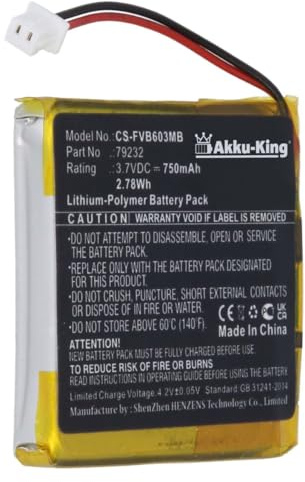 Akku kompatibel mit Floureon 79232 - Li-Polymer 750mAh - für VB601, VB603, VB605