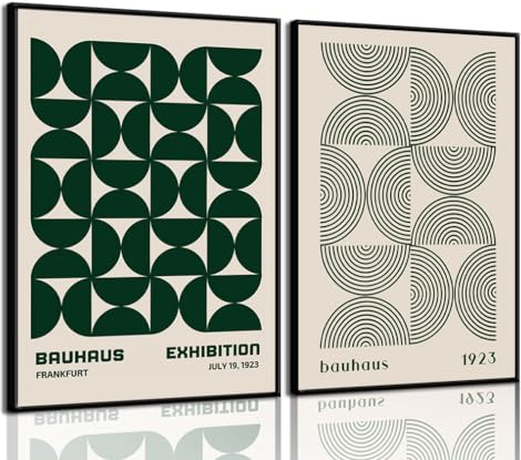Bauhaus Mid Century Moderne Wandkunst, Retro-Ausstellungsposter, Drucke, grün, Boho, geometrisch, abstrakt, minimalistisch, Wanddekoration, Bilder für Schlafzimmer, Wohnraum, Esszimmer, ungerahmt