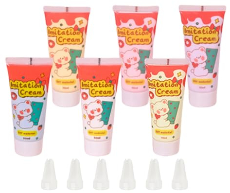 JISADER 6Pcs Simulation Whipped Cream Glue Set, Cream Clay Glues, DIY Phone Case Making, for Moulding, Style A