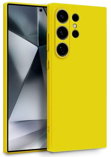 MyGadget Coque pour Samsung Galaxy S24 Ultra - Case Silicone Souple & Soft Doublure Microfibre - Cover TPU Protection Extra Fine & Légère Jaune