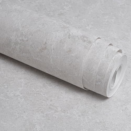 Trafagala Shabby Chic Quartz Texture Wallpaper Light Grey Concrete Texture Natural Stone Effect Wallpaper for Bedroom Living Room Hallway Ceiling Paper