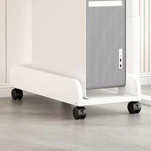 LNGFSH Soporte para CPU bajo Mesa, Madera Soporte para pc Torre con 2 Ruedas de Bloqueo y 2 Ruedas Giratorias Adecuado para Ordenador de Escritorio, Impresoras, Caja de Computadora (Blanco)