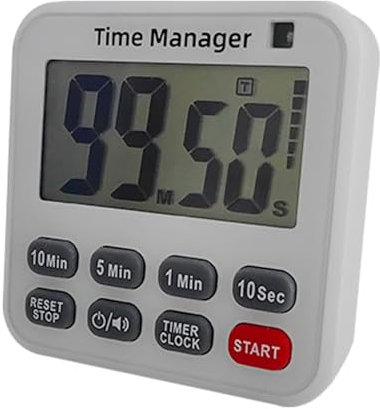 FCXJTU Digitaler Küchen-Countdown-Timer, Countdown-Zähler mit magnetischem Countdown-Timer und lautem Alarm, EIN/Aus, 8-Tasten-Schnelleinstellung für Koch- und Backschüler