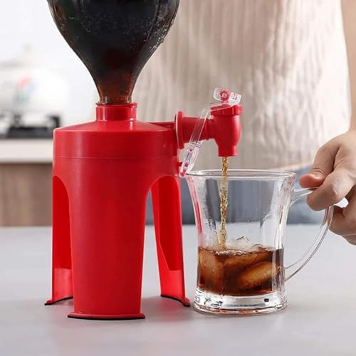DAZZLEEX SodaDispenser - Botella dispensadora de agua potable boca abajo, dispensador de bebidas de coca cola, barra de fiesta, color rojo (tipo B)