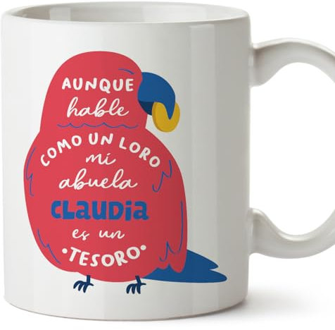 MUGFFINS Tazas Personalizadas para ABUELA - En Español - Loro_Abuela - 11 oz / 330 ml - Regalo personalizable original y divertido