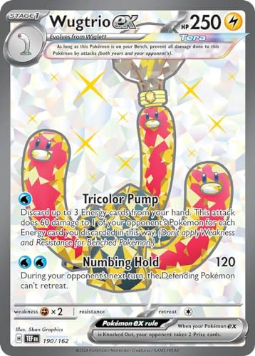 Wugtrio ex 190/162 Ultra Rare Pokemon Card | Temporal Forces Set | Scarlet & Violet Series | Titan Authenticated