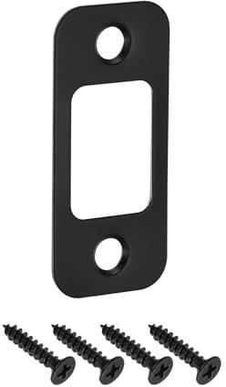 sourcing map Door Strike Plate, 57mm x 25.5mm Stainless Steel Latch Deadbolt Replacement Lock Strike Plate for Door Frame Door Jamb Reinforcement, Black