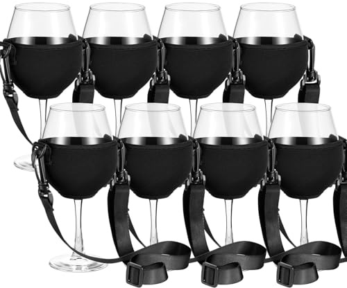 Patelai Weinglashalter für Hals Weinglashalter zum Umhängen Weinglas Umhängeband Weinglas Halterung für Weihnachten Geburtstag Hochzeit Party(L,8 Stück)