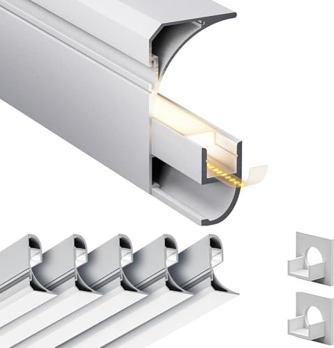 5 x LED Aluminium eckprofil 2m (10m) sockelleiste Led fussleisten Trockenbau Profil Deckenprofil für als 9 mm Led Streifen/Led Leisten/Led Schiene, für Sockel- und Eckmontage - 2000 x 36,4 x 60,2 mm