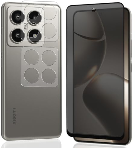 AnnhanT Protector Pantalla para Xiaomi 14T Pro, Privacidad Cristal Templado 1 Piezas y Protector Lente Cámara 2 Piezas. 9H Dureza, Antiespia Vidrio para Xiaomi 14T Pro Protector Pantalla