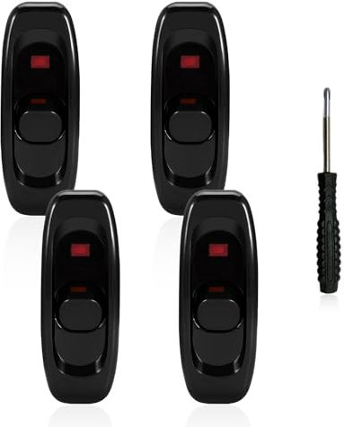 RYAN 4 Pezzi Interruttore in Linea Bipolare 10A / 250 V Interruttore Lampada Elettrico Interruttore a Bilanciere Tavolo Con Cacciavite per 2 O 3 Linea Piccoli Elettrodomestici o Lampada (Nero)