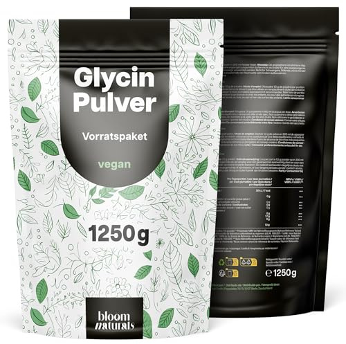 Glycin Pulver – 1,25 kg (1250g) reine Aminosäure | 100% reine süße Amino Glycine – vegan, produziert in Deutschland, laborgeprüft