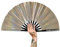 WONKIWEAR Fan, Folding Hand held, Luxury Holographic, Iridescent, Glitter, Large Strong Black Bamboo, Unisex for Raves, Festivals, Concerts, Drag Queen, Clack Fan, Gay Pride (Champagne)