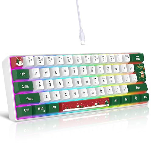 Snpurdiri Teclado para juegos con cable al 60 %, mini teclado retroiluminado RGB, teclado pequeño ultra compacto de 61 teclas para PC/Mac, mecanógrafo, viajes, fácil de llevar en viajes de negocios