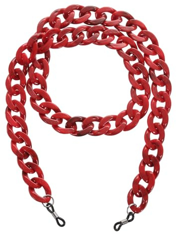 QUARKZMAN Catene per Donne Catene Porta Occhiali in Acrilico Rosso | Regolabili Laccetti, per Occhiali da Sole Catena Porta Occhiali, con Perline Cordoncino Anti-Smarrimento
