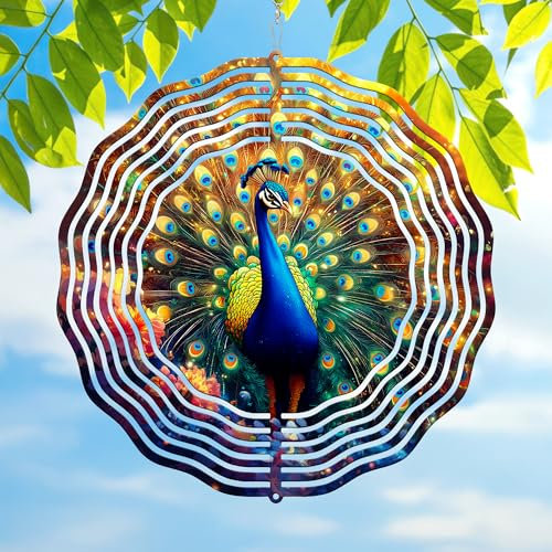 Pfauen-Dekorationen – Outdoor, Hof, Gartendekoration – 3D-Windspiel zum Aufhängen