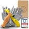 Eli® Schnitzmesser Kinder mit Filztasche ab 6 Jahre - hochwertiges Kindermesser Schnitzset inkl. schnittfeste Handschuhe - Kinderschnitzmesser - Schnitzwerkzeug - Outdoor Messer - gelb