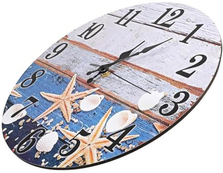 Gatuida Wanduhr Holz Geräuschlos Strandmotiv Meereswanduhr Zur Wandmontage Für Wohnzimmer Schlafzimmer Büro Dekorative Holzwanduhr Ohne Batterie Geräuschfreies Uhrwerk 25cm