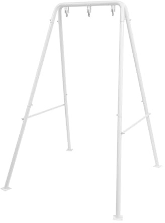 Hängesessel Gestell Bodenhalterung Hängestuhlgestell aus Eisenrohren mit 3 Haken, Hängesitzständer Hängesesselgestell, Hängemattengestell für Balkon,Terrasse,Garten 134x118x178 cm (Weiß)