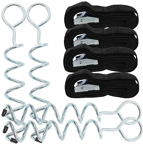 Toyvian 1 Satz Trampolin Bodenanker Robuste Erdanker mit Verstellbaren Gurten für Zelte Garten Camping Spiralverzahnt Rostfreies Stahlmaterial für Sicheren Halt im Freien