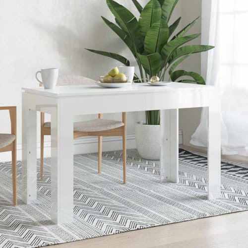 BOWEKAM Möbel, Tische, Küchen- und Esszimmertische, Esstisch, Hochglanz-Weiß, 120 x 60 x 76 cm, Holzwerkstoff