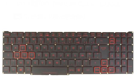 Clavier AZERTY de remplacement pour ordinateur portable Acer Aspire Nitro AN515-44 AN515-55 AN517-52 LG05P_N10BRL Rétroéclairage Rouge Noir Sans Cadre