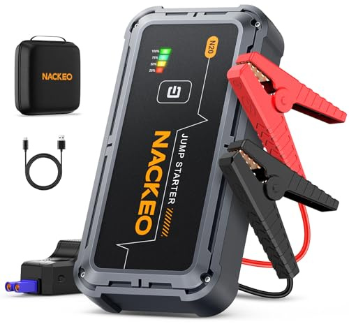 7000A Starthilfe Powerbank für PKW, 12V Batterie Booster (bis zu Allen Benzinmotoren und 10L Diesel), Starter Powerbank mit Starthilfekabel & LED Taschenlampe, Auto Starthilfe für SUV, LKW, Motorrad