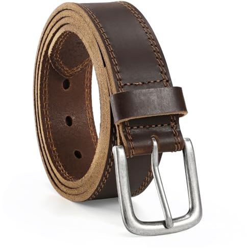 VONMELLI Cintura Uomo in Pelle Pieno Fiore per Abiti da Lavoro e Casual | Cintura in Vera Pelle, Cinture da Lavoro Heavy Duty con Fibbia Solida per Business e Jeans, Stile Classico(35mm)