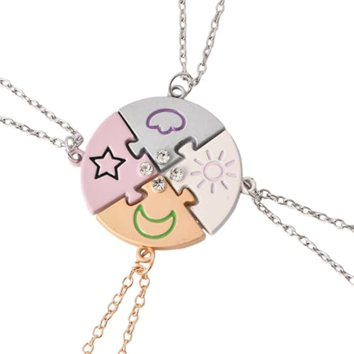 Rainway Set di 4 collane di amicizia per 4 ragazze, collane BFF, a lunga distanza, gioielli personalizzati e alla moda, regalo per donna, ragazza, laurea, compleanno, Natale