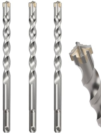 MOXPIFY 3PCS 12mm SDS Masonry Drill Bit 160mm Long for Reinforced Concrete | Brick Walls, 12 mm Hammer SDS Plus Drill Bit (12mm x 160mm x 3)