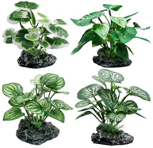 TGDIVYA 4Pcs Silk Aquarium Plants, Lifelike Artificial Aquarium Plants for Natural Look, Versatile Fish Tank Plants and Vivarium Plants Decor