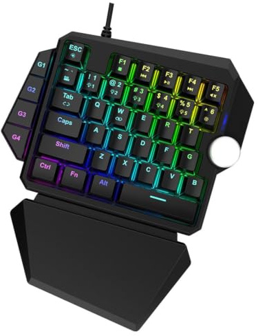 TEHAUX One Hand Mechanical Gaming Keyboard K5rgb USB Backlit Half Keyboard with for PC Console, Rgb Programmable Wired Gaming Keypad for Left Hand Users