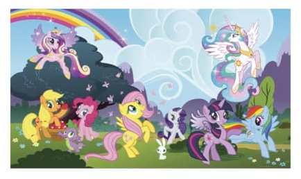 RoomMates JL1334M Little Pony Ponyville XL Wandbild, vorgeklebt, 1,8 m x 27,8 cm, wasseraktivierbar, abnehmbar, 37 cm, mehrfarbig