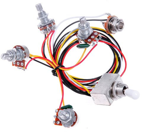 Kmise A8194 Wiring Harness Prewired 2v2t 3way Toggle Switch Jack 500k Pots for Gibson Guitar