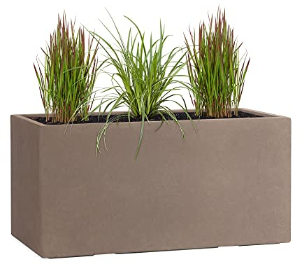 Pflanzwerk® Pflanzkübel TUB Braun 45x100x45cm XXL – Rechteckig – Großer Fiberglas Blumenkübel für außen und innen - Frostbeständig - UV-Schutz – Markenqualität
