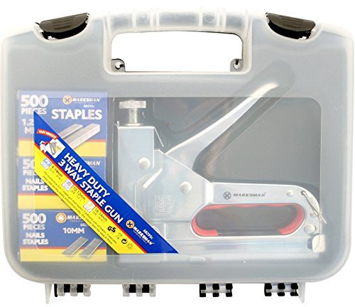 New Heavy Duty 3 Way Staple Nail Gun Stapler Upholstery Wood with 1500 Staples | for Upholstery, Fixing Material, Decoration, Carpentry, Woodwork, Furniture