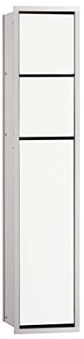 EMCO Asis 150 Unterputz Badschrank für WC, Feuchttücher, alu/Glas weiß, Einbauschrank, Türanschlag wählbar-975027450, Aluminium, One Size