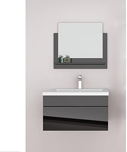 Home Deluxe - Badmöbel-Set - WANGEROOGE Schwarz - Medium - inkl. Waschbecken und komplettem Zubehör - Breite Waschbecken: ca. 60 cm | Badezimmermöbel Waschtisch Badmöbelset