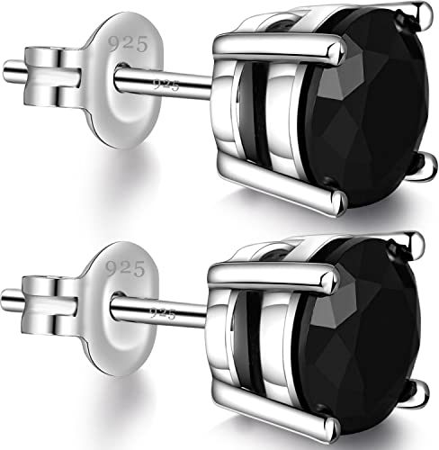 Ohrstecker Schwarz Herren Ohrstecker Silber 925 Silber Ohrringe Schwarze Diamant Ohrringe Herren Weißgold Ohrsteck Zirkonia 4mm