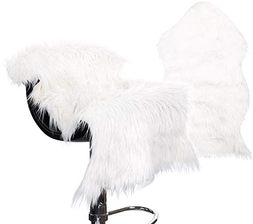 Brandsseller Kunstfell Teppich Läufer Bettvorleger Auflage - Lammfelloptik und Supersoft (60 x 90 cm, Weiß)